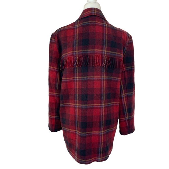 Vintage Elements by Spiegel Plaid Wool Jacket with Fringe - Picture 3 of 7